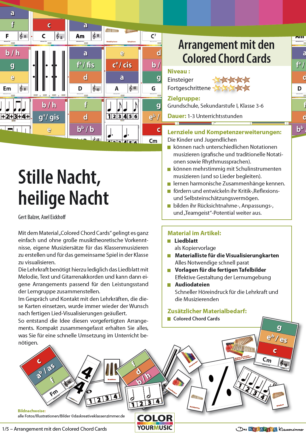 Stille Nacht - Colored Chord Cards