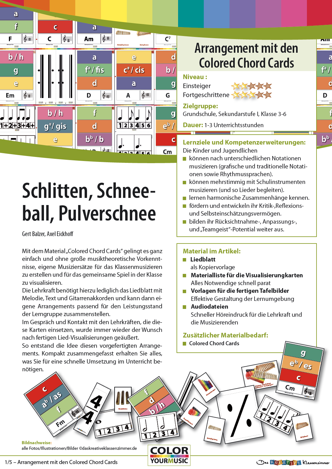 Schlitten, Schneeball, Pulverschnee - Colored Chord Cards
