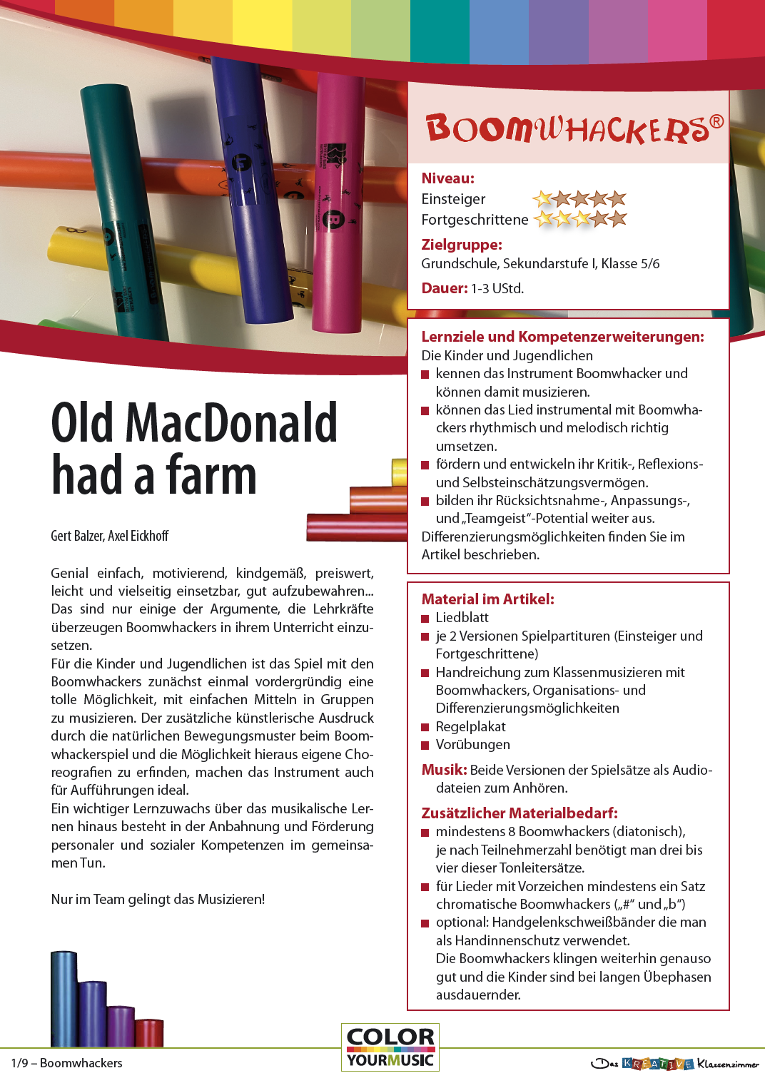 Old MacDonald had a farm - Boomwhackers