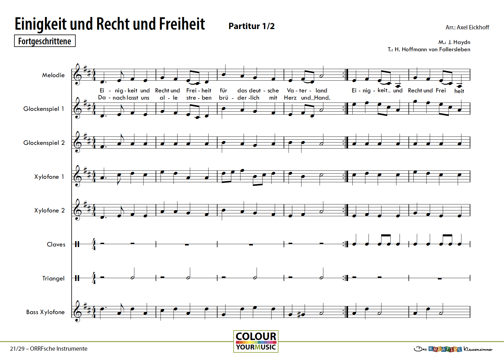 Einigkeit und Recht und Freiheit - Deutsche Nationalhymne - Orff