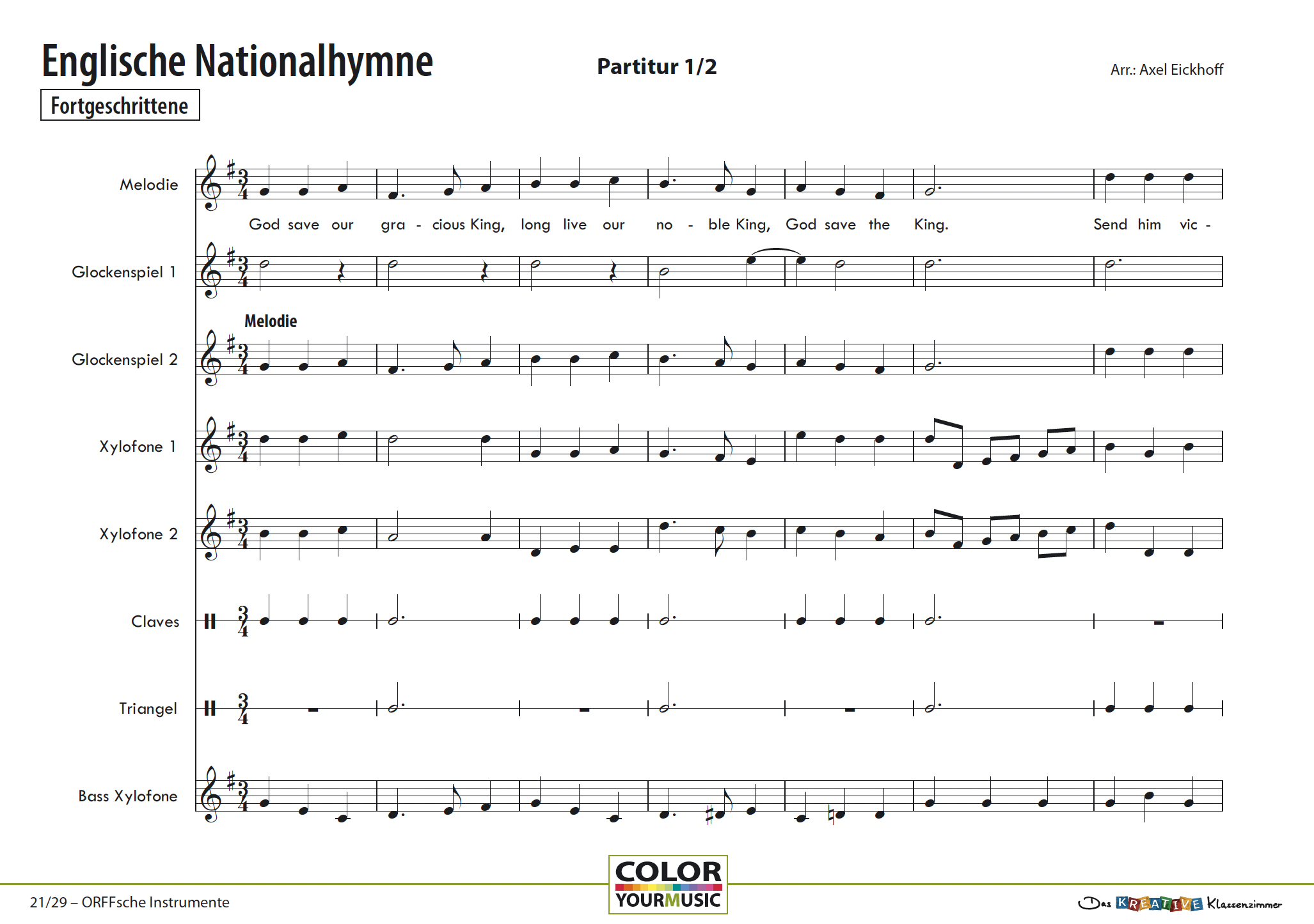Englische Nationalhymne - God save the King/Queen - Orff