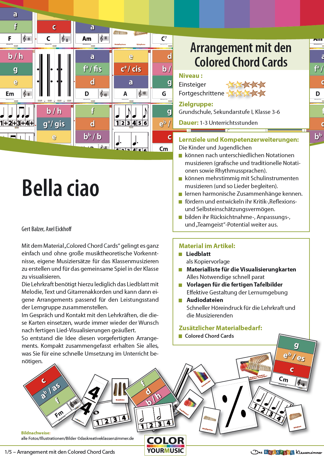 Bella ciao - Colored Chord Cards